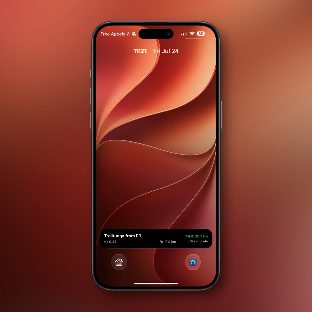 YourTrail iPhone Live Activity Mockup